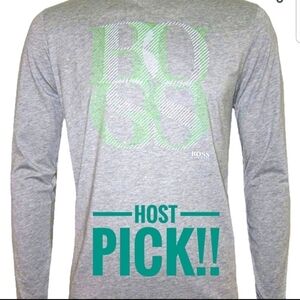 Hugo Boss Men Heather Gray Long Sleeve Jersey Top